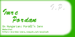 imre pordan business card